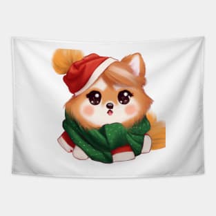 Cute Pomeranian Drawing Tapestry