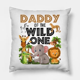 Dad of The Wild One Animal Safari 1st Birthday Theme Family Pillow