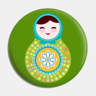 Russian dolls matryoshka green and blue colors. Pin