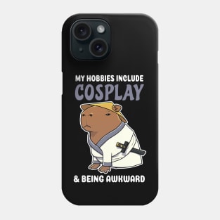 My hobbies include Cosplay and being awkward cartoon Capybara Samurai Phone Case