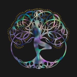 Glowing symbol for Vriksasana - Yoga Tree pose T-Shirt