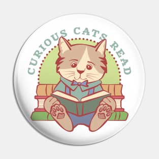 Curious Cats Read Boy Pin