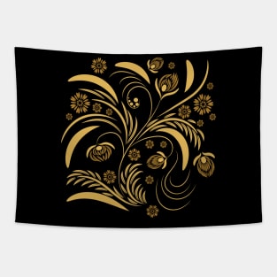 Folk flowers floral art print Flowers abstract art Tapestry