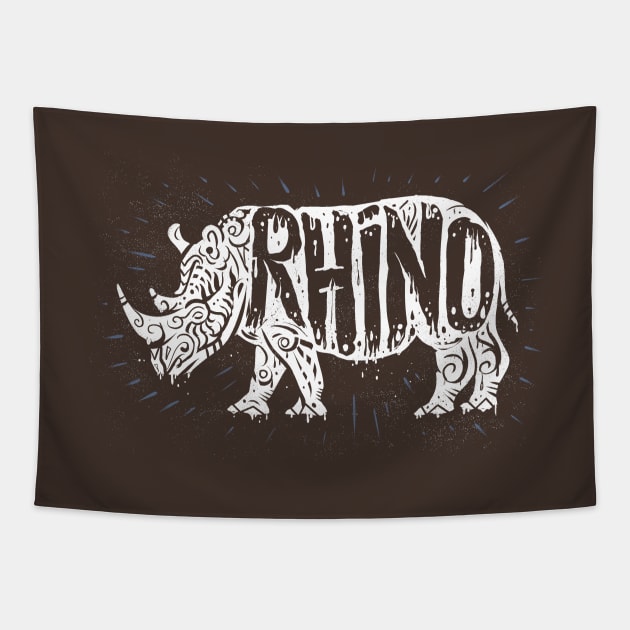 Rhino - White Tapestry by pakowacz