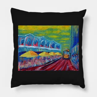 Christchurch Tram - New Zealand - Acrylic on Board Pillow