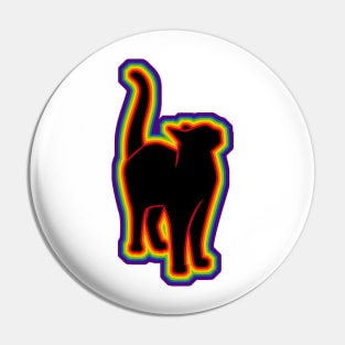 LGBTQ+ rainbow CAT silhouette Pin