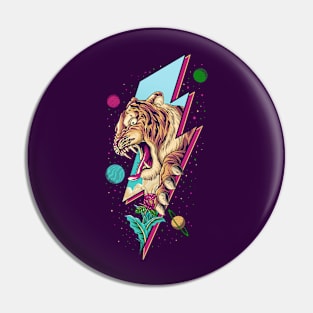 Powerful yet Colorful Tiger Eating Planets Pin