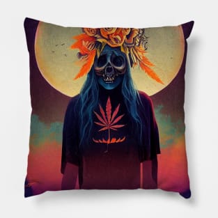 Hippie Weed Horror Pillow