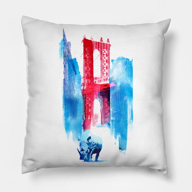 Manhattan Bridge Pillow by astronaut