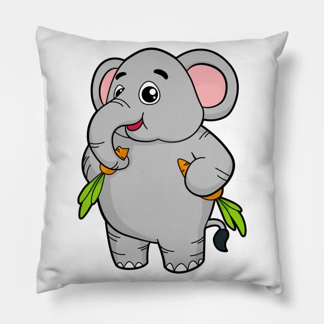 Elephants with Carrots Pillow by Markus Schnabel
