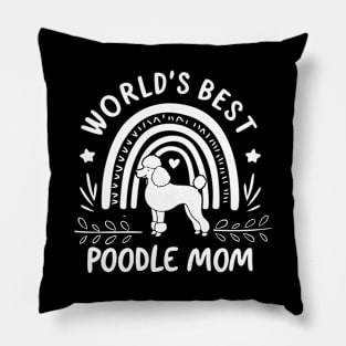 World's Best Poodle Mom Rainbow Heart Love Pillow