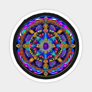 trippy hypnotic flower colorfull strange pattern Magnet