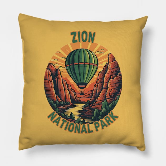 Zion National Park Pillow by GreenMary Design