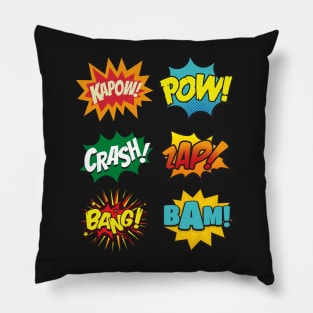 Fight Scene Noises Sounds Comic Books Onomatopoeia Pillow