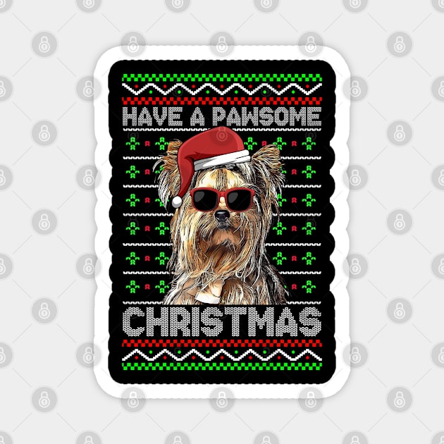 Yorkshire Terrier Dog Funny Pawsome Christmas Magnet by TheBeardComic