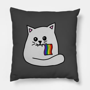 pride flag cat Pillow