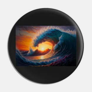 Vibrant Ocean Waves at Sunset Pin