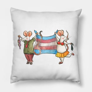 LGBT Mice celebrating Gay Pride (transexual flag) Pillow