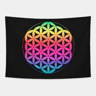 flower of life rainbow Tapestry