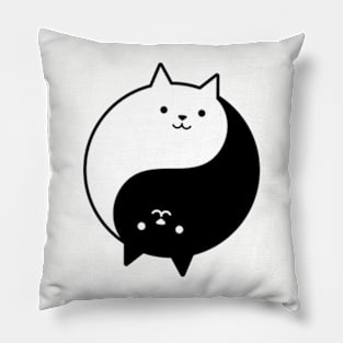 Cat Yin Yang Eastern Wisdom Religion - Chi Peaceful Black and White Cat Pillow