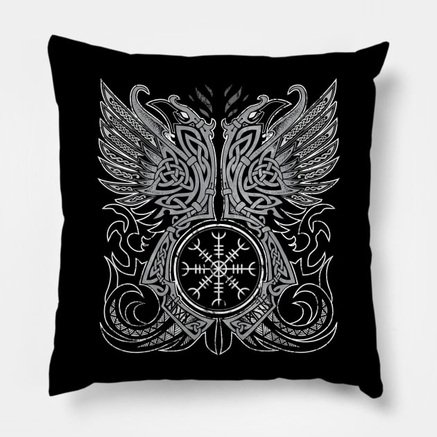 Huginn & Muninn, Odin's Ravens Pillow by celtichammerclub
