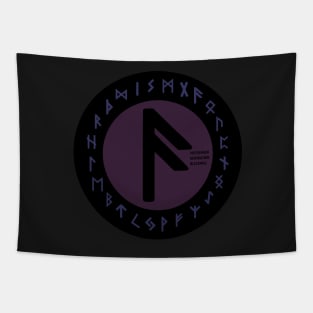 Purple Ansuz Futhark Rune Symbol Tapestry