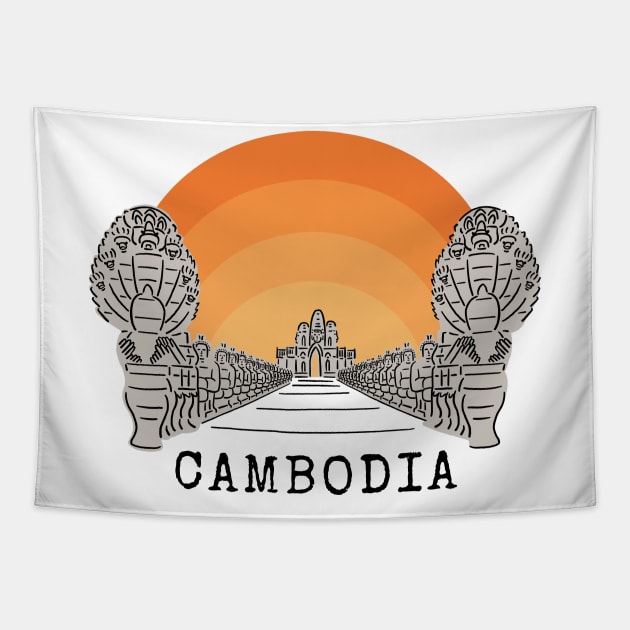 Angkor Thom Majesty: Cambodia's Ancient Wonder -- SunRise Edition Tapestry by CuteBotss