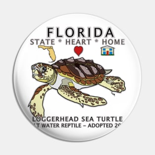 Florida - Loggerhead Sea Turtle - State, Heart, Home - State Symbols Pin