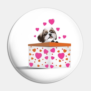 Puppy Shih Tzu Valentine Pin