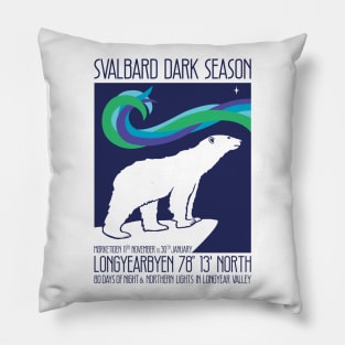 Svalbard Dark Season Norway Travel Poster Pillow