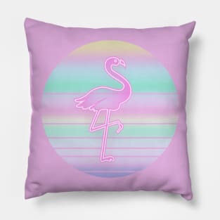 80's Retro Flamingo On Iridescent Color Sun Pillow