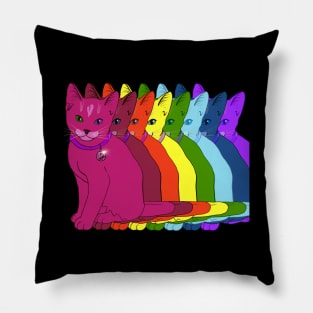 Rainbow Kitty Eight Kitties of ROYGBIV Feeling At Home Pillow