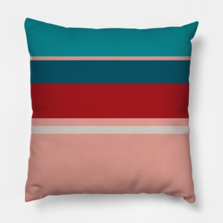 A gentle medley of Blood (Animal), Blush, Pastel Gray, Dark Cyan and Philippine Indigo stripes. Pillow