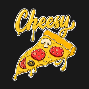 Cheesy Pizza Illustration Hand Lettering T-Shirt