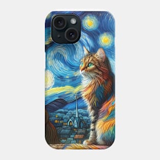 The Cat and the starry night Phone Case