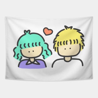 Retro Pop Cute Kawaii Couple Japanese Boy & Girl Anime 70s 80s 90s Art Tapestry