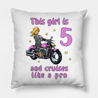 Girl five years old - 5th birthday motorcycle Pillow