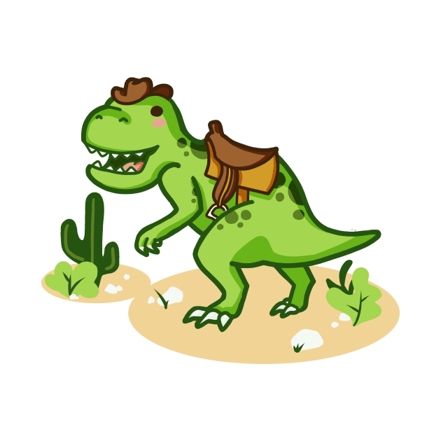 Cowboy T-Rex with little hat and saddle, tyrannosaurus, dino, dinosaur by hugadino