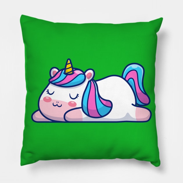 Cute Unicorn Sleeping.Cartoon Pillow by Catalyst Labs