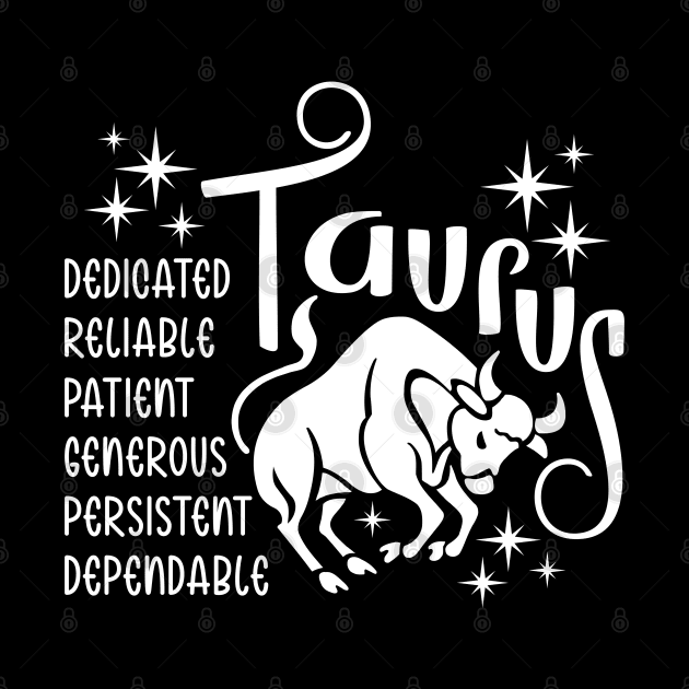 Taurus zodiac sign positive traits by Gardner Designs 
