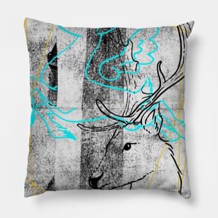 Deer abstract collage Pillow