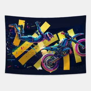 Freestyle Motocross flying trick Tapestry