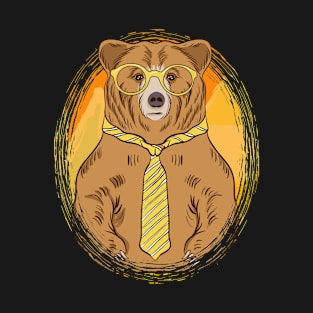 Business Bear in Glasses and Tie graphic for Bear Lover T-Shirt