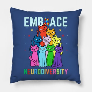 COLORED CATS EMBRACING NEURODIVERSITY Pillow