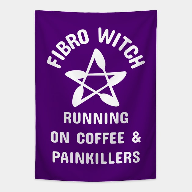 Fibro Witch Running on Coffee and Painkillers Cheeky Witch® Tapestry by Cheeky Witch