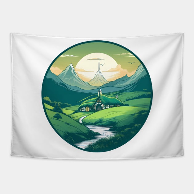 A Hobbit Shire landscape Tapestry by The Dark Matter Art