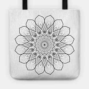 Intricate Pattern Mandala Black on White Tote