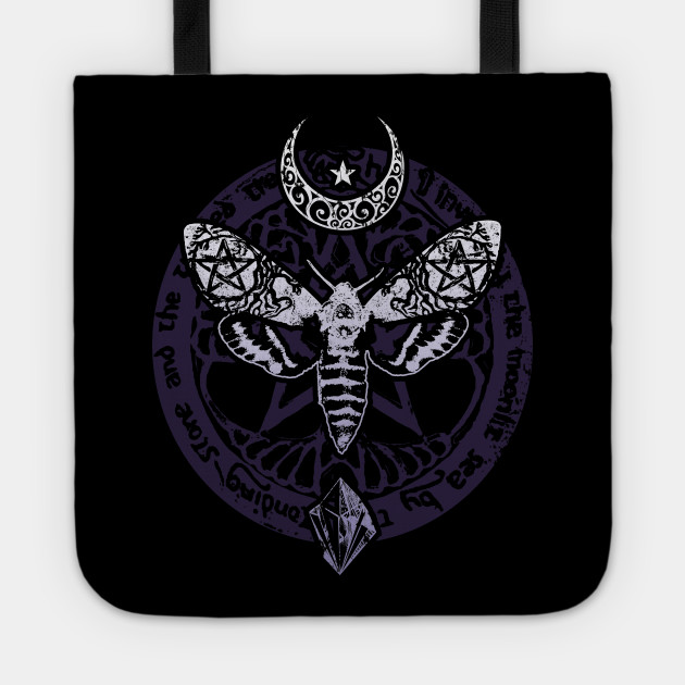Wiccan Pagan Witch T-Shirt Crystal Moon Death Moth Tee