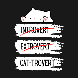 Introvert Extrovert Cat-trovert Funny Distressed Look T-Shirt