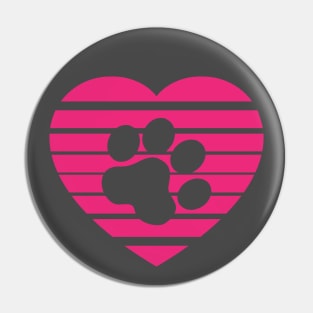 Cat Paw Heart Valentine - Magenta Pin